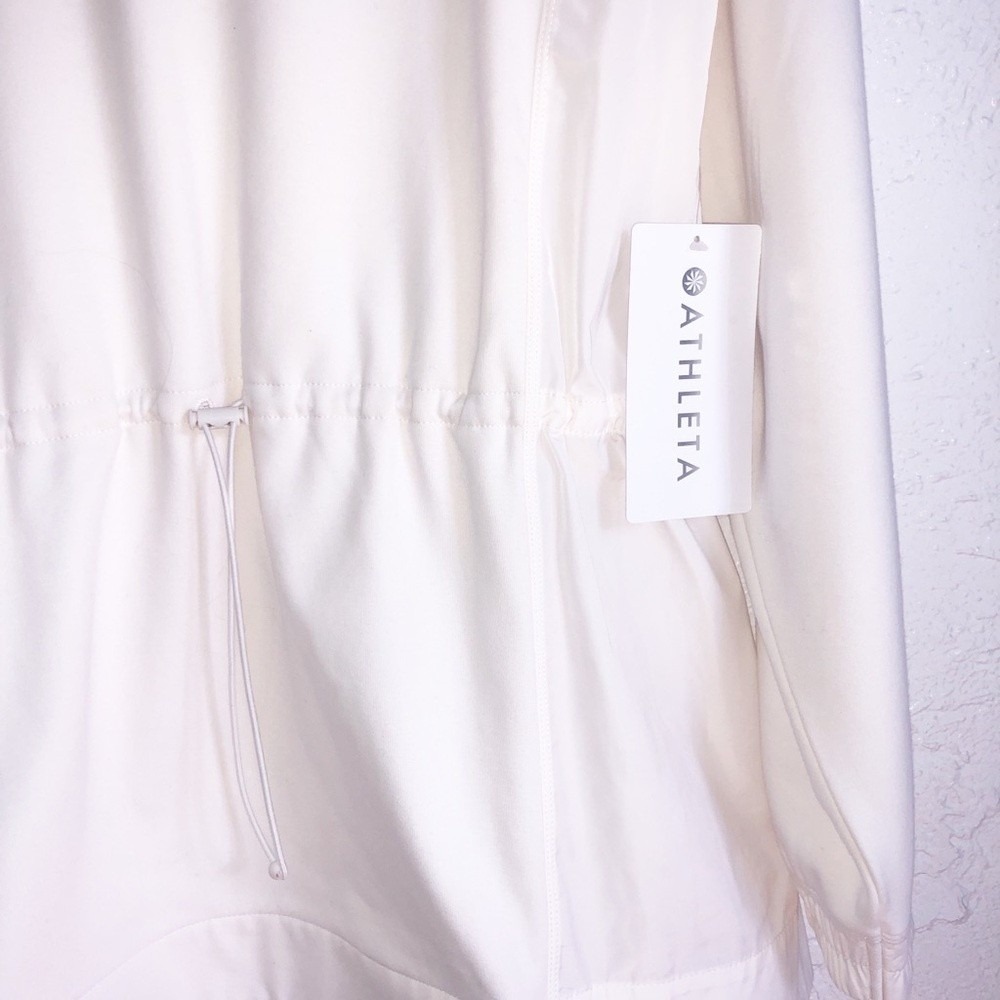 Athleta Triumph Hybrid Crewneck Sweatshirt Off White Large NWT Adjustable Waist - Picture 6 of 12